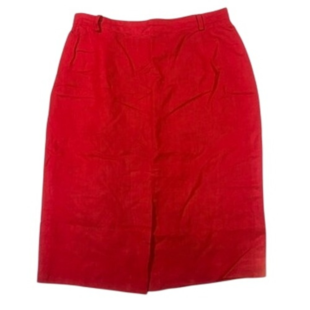 Mondi Vintage Midi Skirt 40 Women Red Linen Blend European Made